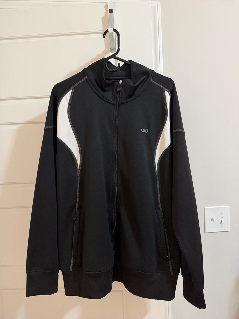 Men’s ALO Black and White track zip up jacket